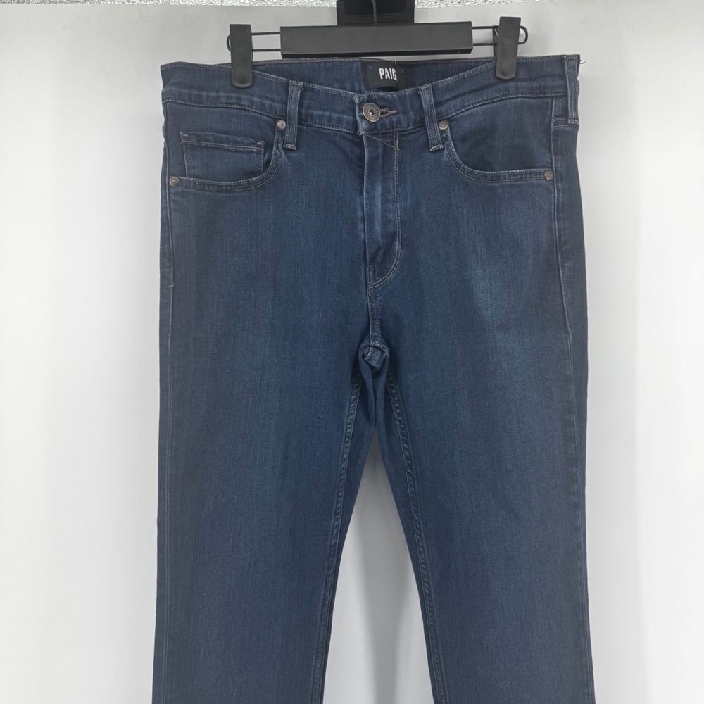 PAIGE Womens 31 Federal Slim Straight Leg Jeans Dark Indigo Blue